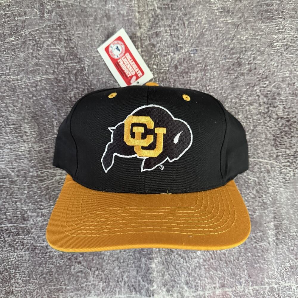 NWT Men's Vintage 90's Colorado Buffaloes CU Buffs Plain Logo Snapback Hat Cap